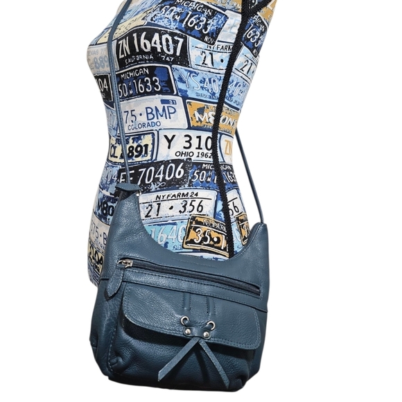 Stone Mountain Blue Leather Small Crossbody Bag - Picture 1 of 5